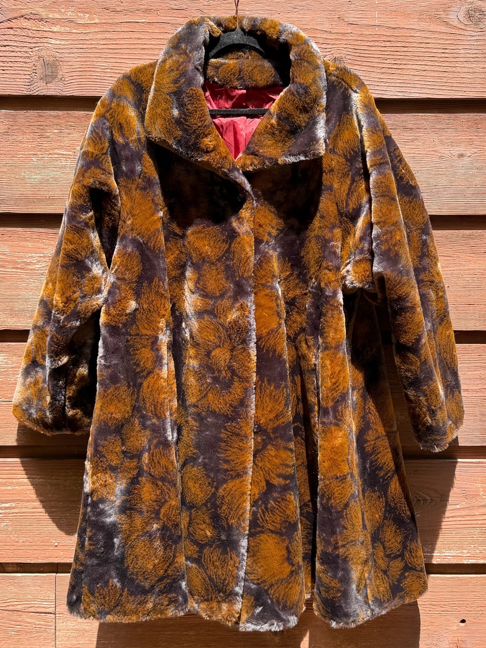 VTG 80s ‘by Mariel’ Faux Fur Tigers Eye Floral Tapestry Coat Plus Size 1X/2X